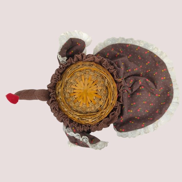 Vintage 1970s Chicken Baskets 3 Turkey Chick Calico Floral Wicker Lace Quilting - Picture 4 of 16